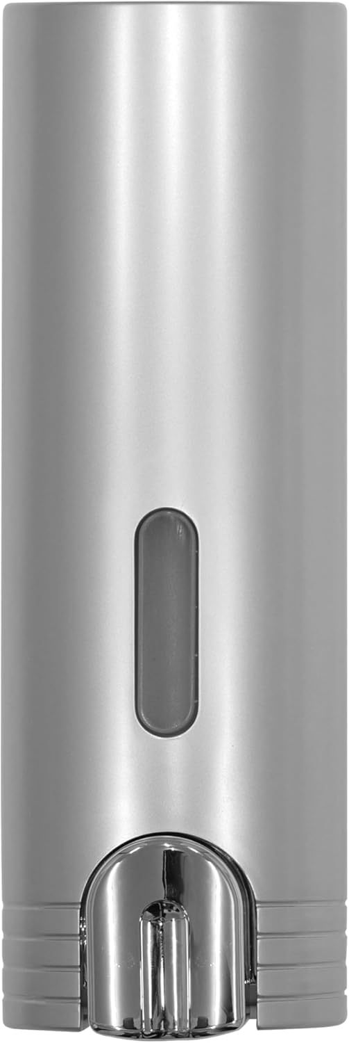 Wall Mounted Soap Dispenser 400ml Refillable Silver Liquid Dispenser for Bathroom Kitchen or Office Modern Grey Design with Transparent Window