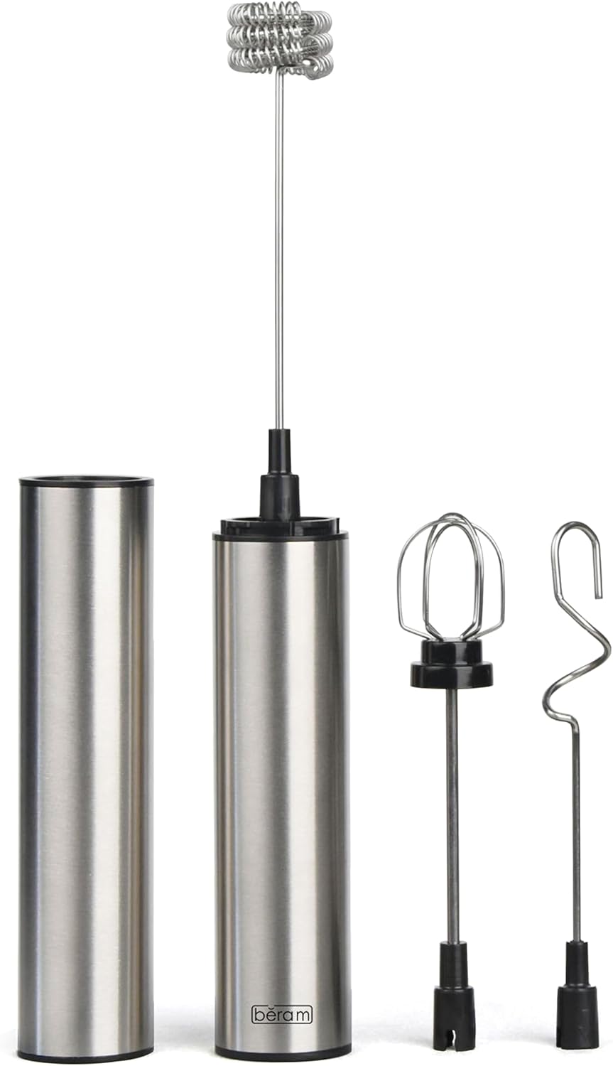 BERAM Milk Frother, Handheld Electric Foam Maker, 3 Whisks, With Double Layer Whisk, USB Rechargeable for Coffee, Cappuccino, Latte, Hot Chocolate, and More, Baristas and Coffee Shops