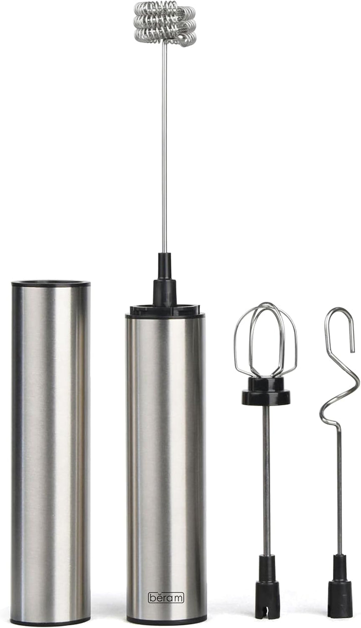 BERAM Milk Frother, Handheld Electric Foam Maker, 3 Whisks, With Double Layer Whisk, USB Rechargeable for Coffee, Cappuccino, Latte, Hot Chocolate, and More, Baristas and Coffee Shops