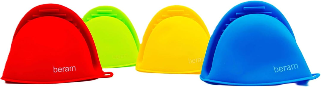 BERAM Silicone Mini Oven Mitts, Set of 2, Kitchen Pot Holders, Heat Resistant, Small Kitchen Mitts, Air Fryer Mitts Mini, Pot Pinch Grip for Cooking and Baking (Blue)