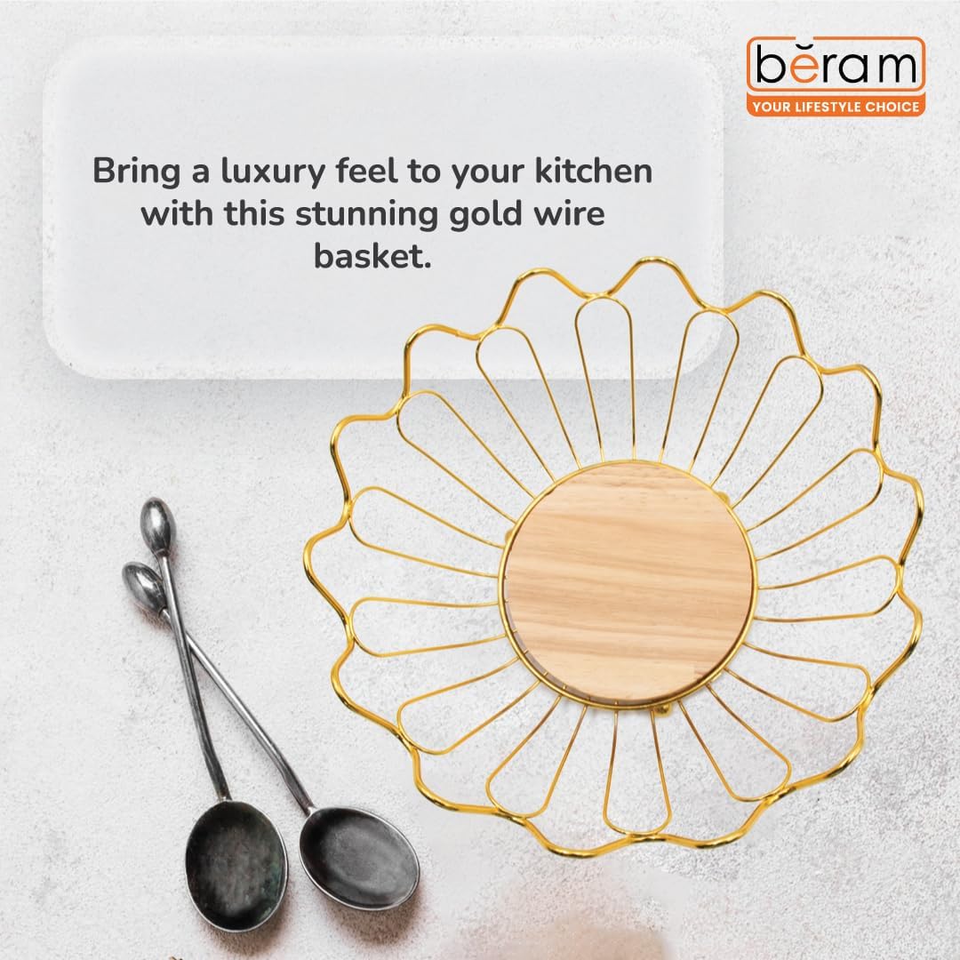 Beram Fruit Basket for Kitchen Counter Metal Wire Fruit Bowl & Vegetable Storage Organizer Rustic Countertop Fruit Holder with Handle for Kitchen, Dining & Pantry