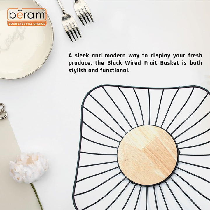 Beram Fruit Basket for Kitchen Counter Metal Wire Fruit Bowl & Vegetable Storage Organizer Rustic Countertop Fruit Holder with Handle for Kitchen, Dining & Pantry