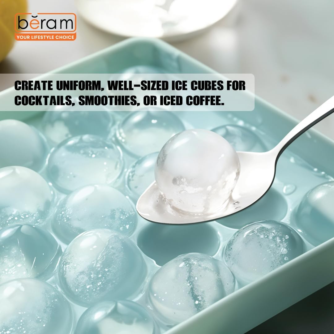 BERAM Round 33 Grids Ice Ball Maker for Freezer, Honeycomb Ice Moulds, Stackable Ice Trays, Food Grade PP material, Silicone Ice Maker Trays, BPA free Mold