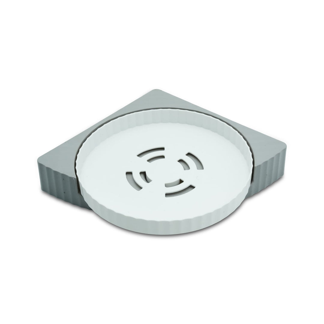 BERAM Bathroom Storage Rack Corner Rotating Shelf  Organizer with 360° Rotation Space-Saving Waterproof  Self Adhesive Shower Shelf for Toiletries White and Grey