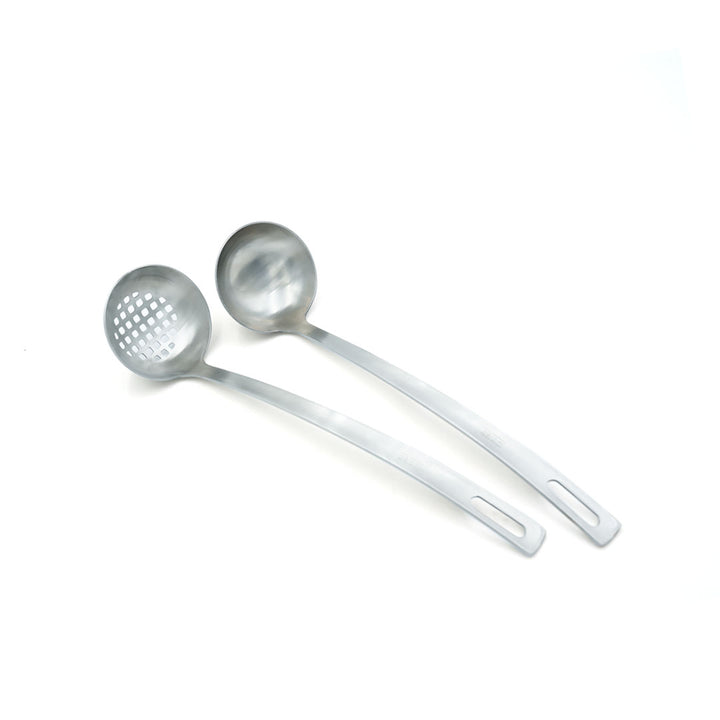 Beram Stainless Steel 2-Piece Cooking Utensils 6cm Skimmer and Soup Ladle with Ergonomic Handles Mirror Finish Rust-Resistant Lightweight Hanging Hole for Storage Cooking Tools for Everyday Use