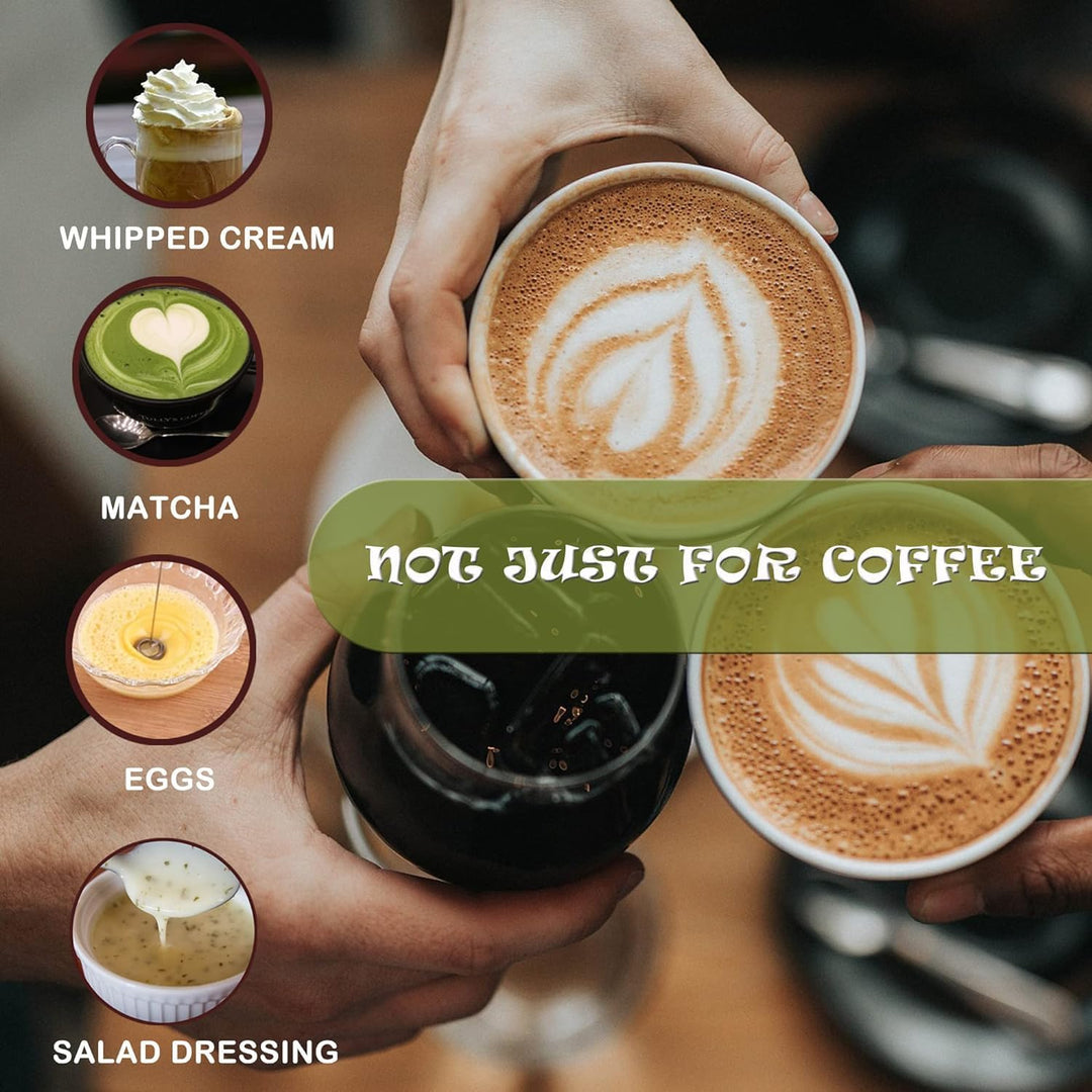 BERAM Milk Frother, Handheld Electric Foam Maker, 3 Whisks, With Double Layer Whisk, USB Rechargeable for Coffee, Cappuccino, Latte, Hot Chocolate, and More, Baristas and Coffee Shops