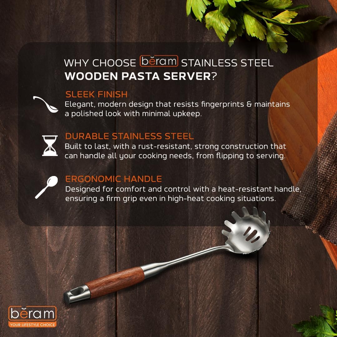 Stainless Steel Wooden Pasta Server