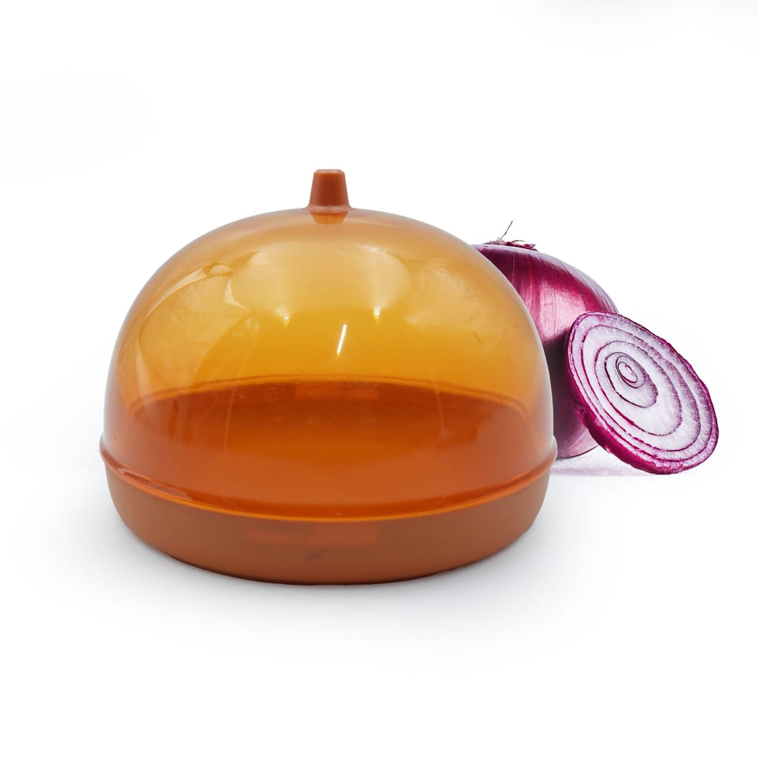 Onion Container, BPA-Free Plastic Storage Keeper with Lid 12.3 x 9.1 x 12.3 cm Reusable Kitchen Organizer for Cut Onions Leftovers & Veggies Odor-Control Dishwasher Safe