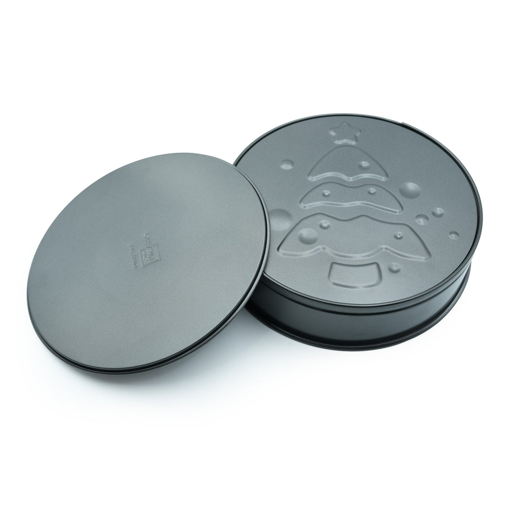 26cm Springform Cake Pan with Interchangeable Bases, Non-Stick premium Coating, Leak-Proof, Oven Safe up to 230°C Classic & Holiday Mold Tree, 3L Capacity