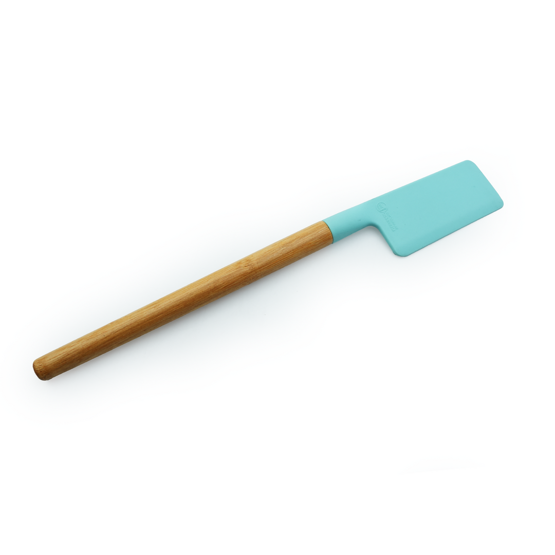 Beram Silicone Spatula with Natural Bamboo Wooden Handle Heat Resistant up to 200°C Non-Scratch BPA-Free Kitchen Utensil Easy to Clean Cooking Mixing Baking Tool for Non-Stick Cookware (Mint Green)