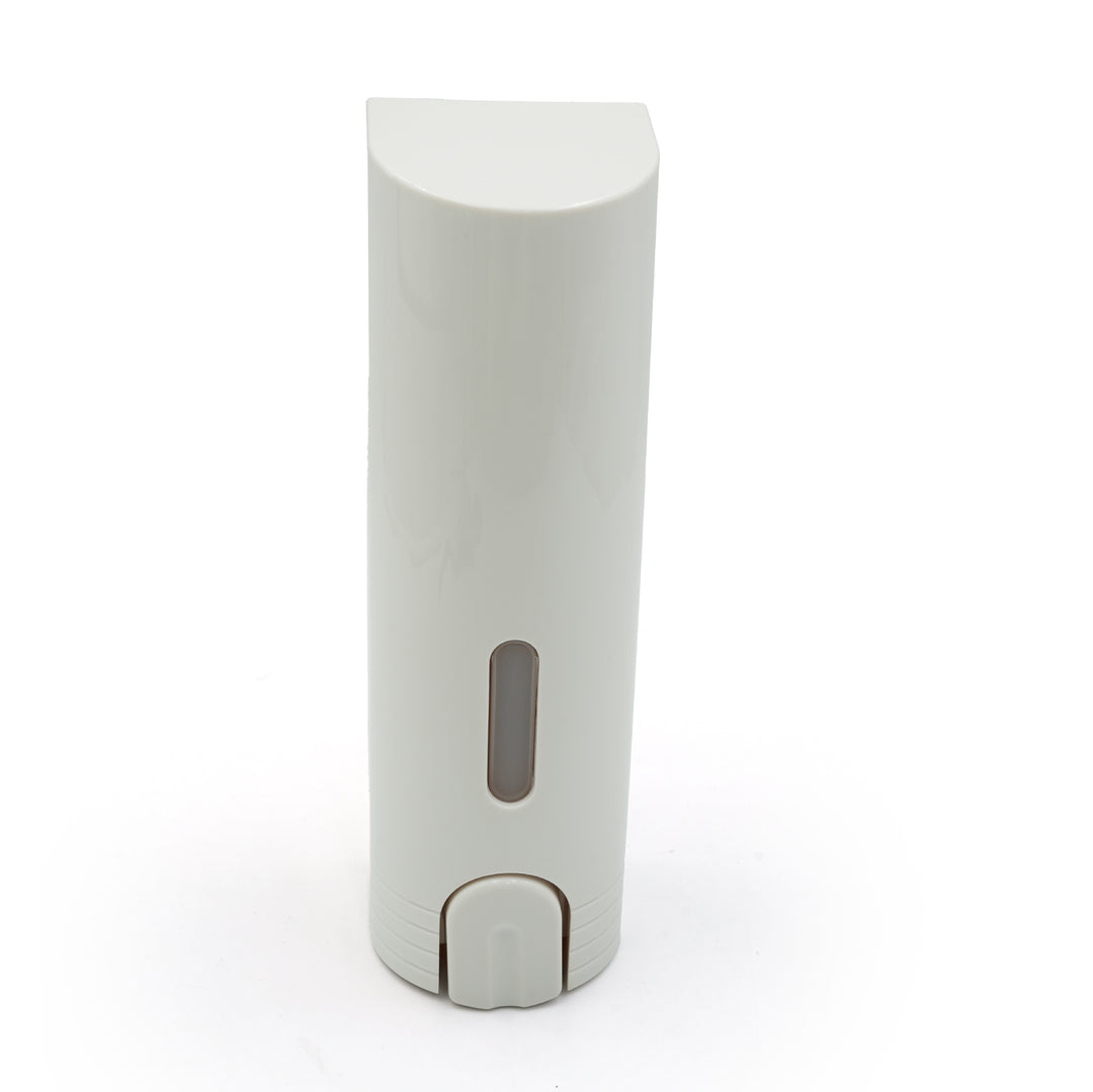 BERAM 400 ml Wall‑Mounted Manual Soap Dispenser, Push Type soap Dispenser for Bathroom, Kitchen & Hotel, Chrome ABS Liquid Hand Soap, Shampoo, Sanitizer Holder, Refillable Single Chamber-White