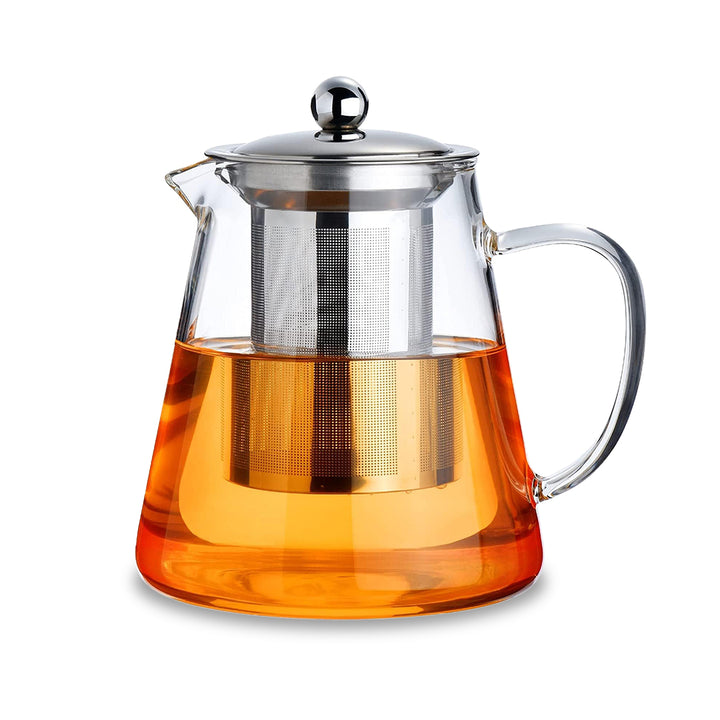 Flat Base Glass Teapot with Infuser