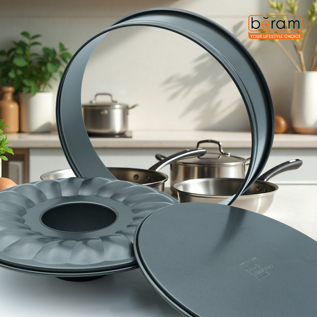 26cm Round Springform Cake Tin, 2 Base Set with Flat and Tube Base, premium Non-Stick Coating, Leak-Proof, Easy-Release Lock, Steel Baking Pan for Cheesecake, Bundt & Sponge Cakes