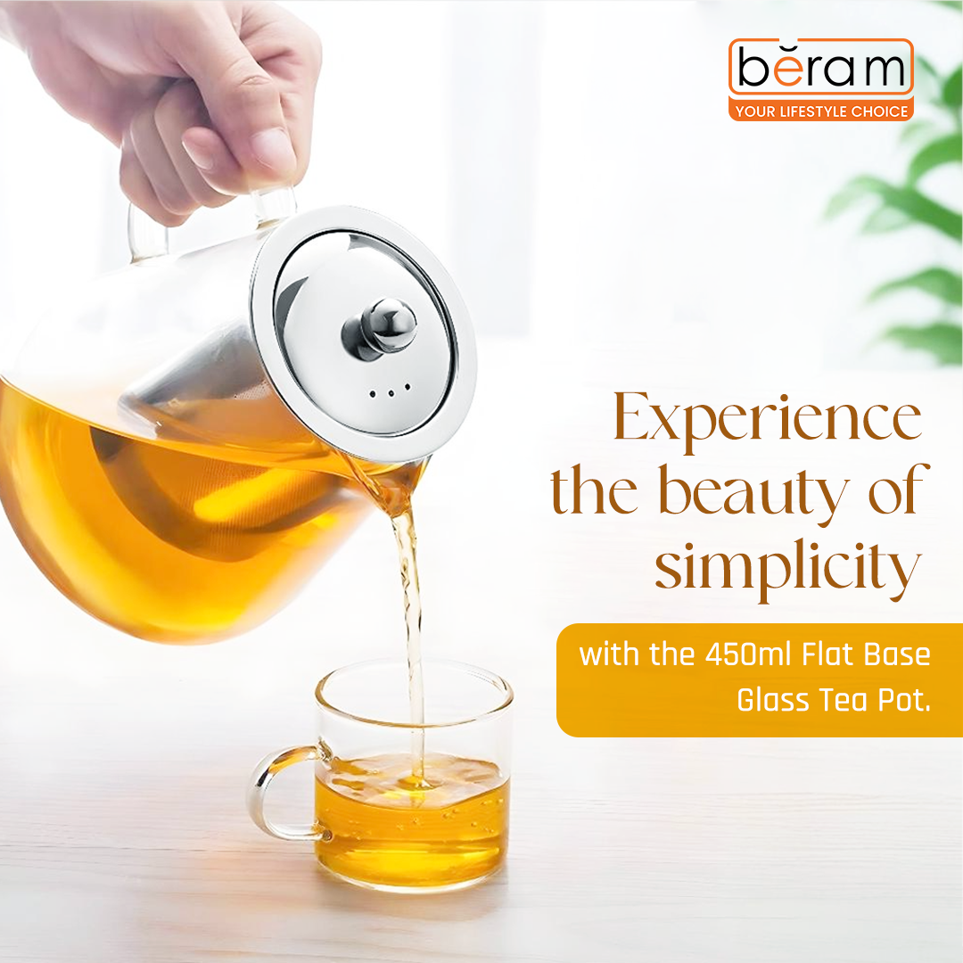 Flat Base Glass Teapot with Infuser