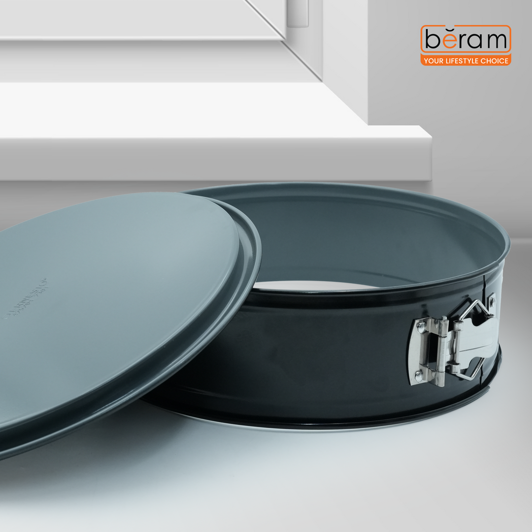 26cm Round Springform Cake Tin, 2 Base Set with Flat and Tube Base, premium Non-Stick Coating, Leak-Proof, Easy-Release Lock, Steel Baking Pan for Cheesecake, Bundt & Sponge Cakes