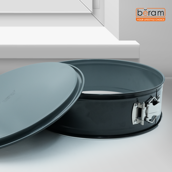 26cm Round Springform Cake Tin, 2 Base Set with Flat and Tube Base, premium Non-Stick Coating, Leak-Proof, Easy-Release Lock, Steel Baking Pan for Cheesecake, Bundt & Sponge Cakes