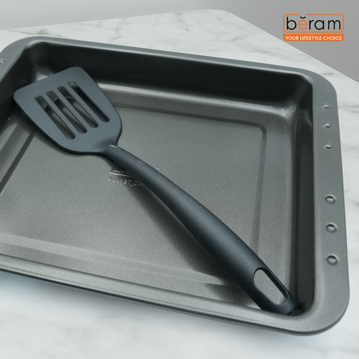 3-Piece Square Non-Stick Roasting Tray Set with Coating, Oven Bakeware Tray with Lid and Spatula, Steel Baking Dish for Roasting, Lasagna, Vegetables, Chicken –36 × 29 × 5.5 cm