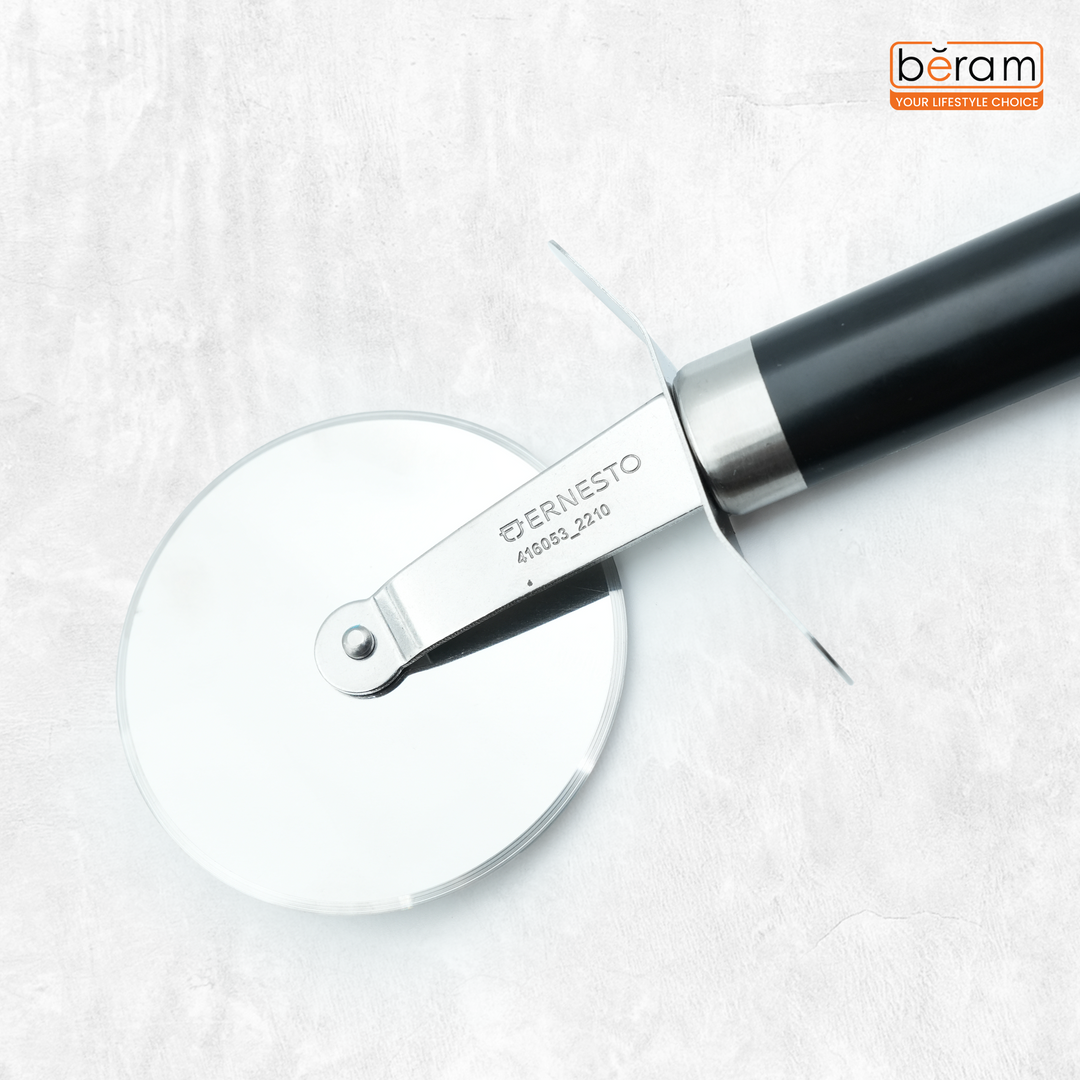 Beram Stainless Steel Pizza Cutter Wheel Durable & Sharp Blade with Ergonomic Handle Easy to Use Dishwasher Safe Pizza Slicer for Thin Crust Thick Crust Pastry and Flatbreads (Black)