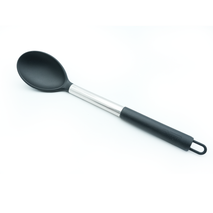 Beram 6Pcs Silicone with Stainless Steel Utensil Set Non-Stick Safe,Heat Resistant,BPA-Free –Slotted Turner, Scraper, Skimmer, Pasta Server, Soup Ladle & Serving Spoon (Black) (Set of 6)