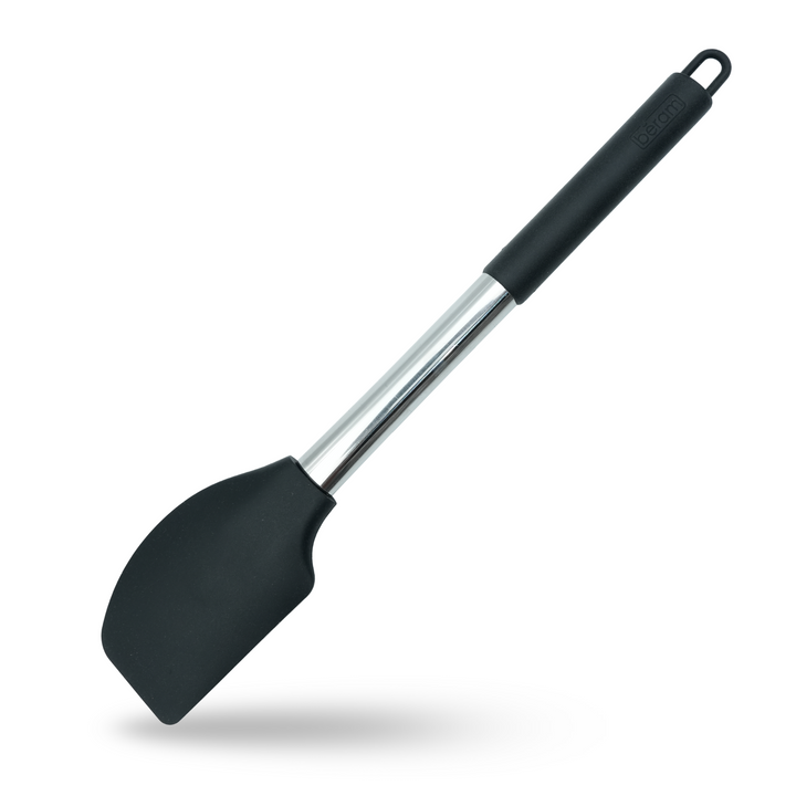 Beram 15Pcs Silicone Set with Stainless Steel Handles Heat Resistant Non-Stick Safe BPA Free Cooking Tools Spatulas, Turner, Spoon, Tongs Whisk Ladle & More–Black (15Pcs Set)