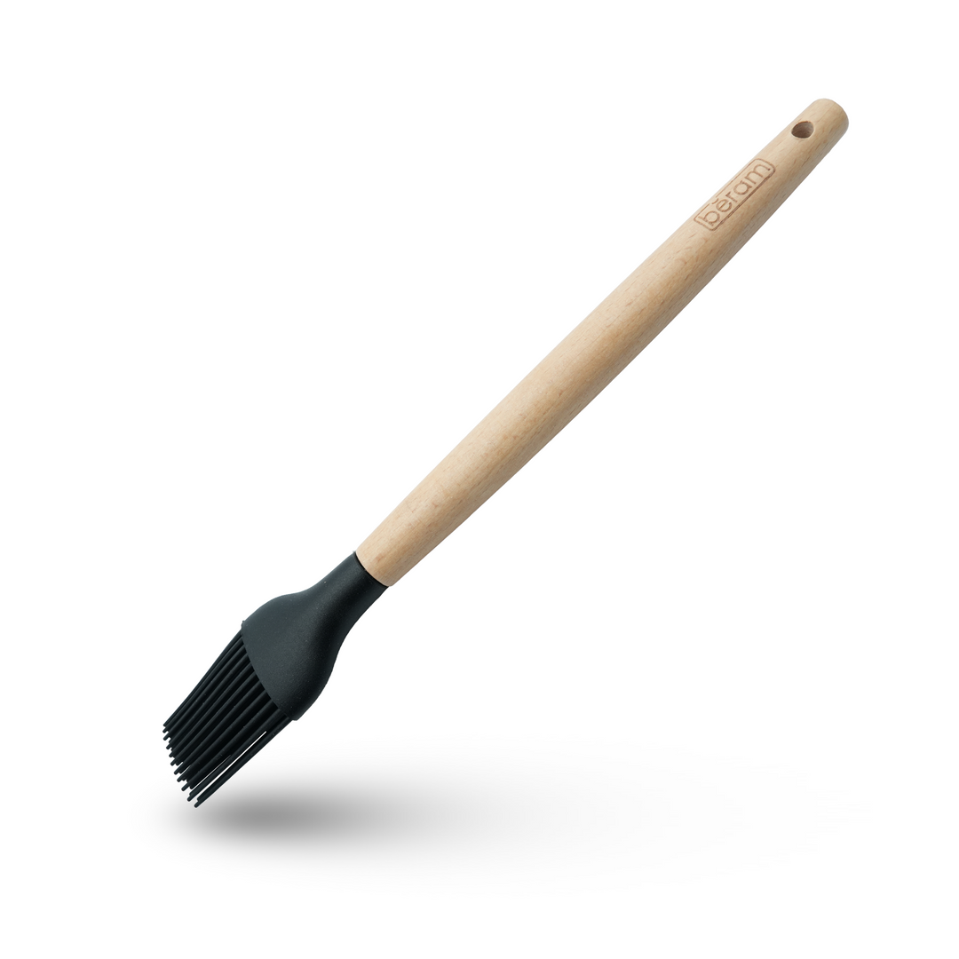 Beram 11Pcs Silicone Cooking Utensil Set with Wooden Handles Heat Resistant BPA Free Non-Stick Kitchen Tools for Cooking Baking Mixing Stirring Serving Frying Grilling – Black (11Pcs Set)