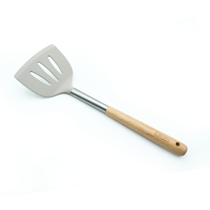 Beram 9Pcs Silicone Kitchen Utensil Set Heat-Resistant Cooking Tools with Stainless Steel & Wooden Handles BPA-Free, Non-Stick Safe for cooking baking & more.(BEIGE) (Set of 9)