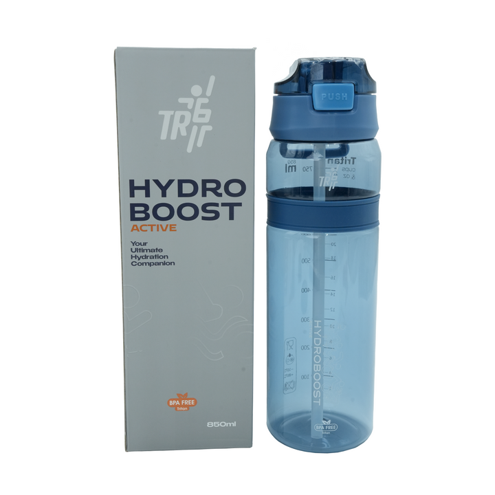 TR6 Hydro Boost Active  Water Bottle| Transparent Tritan |BPA- Free| Push-Lid with Straw | Leak-Proof, Lightweight, Shatter-Resistant