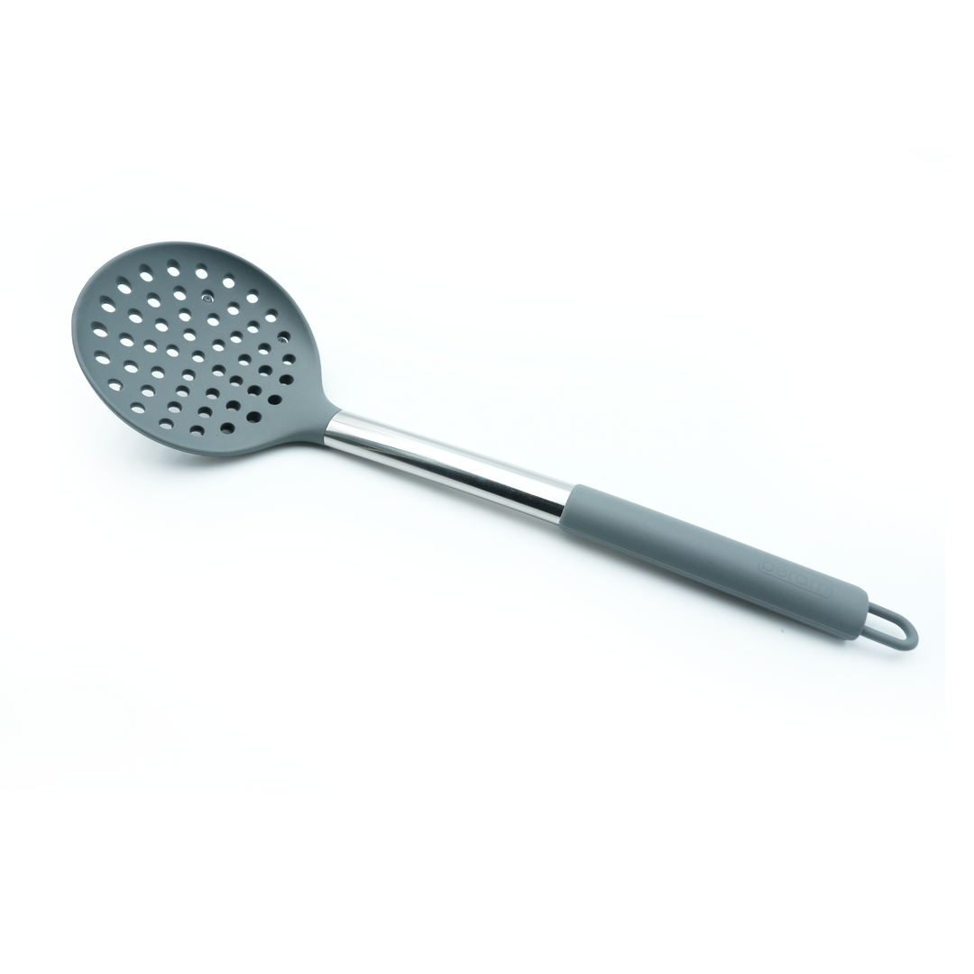 Beram 16-Piece Silicone Kitchen Set with Stainless Steel Handles Heat Resistant Non-Stick Safe BPA-Free Cooking Tools Spatulas Turner Spoon Tongs Whisk Ladle & More–Grey (16Pcs Set)