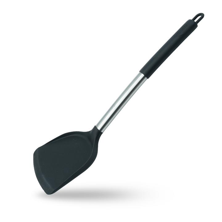 Beram 15Pcs Silicone Set with Stainless Steel Handles Heat Resistant Non-Stick Safe BPA Free Cooking Tools Spatulas, Turner, Spoon, Tongs Whisk Ladle & More–Black (15Pcs Set)