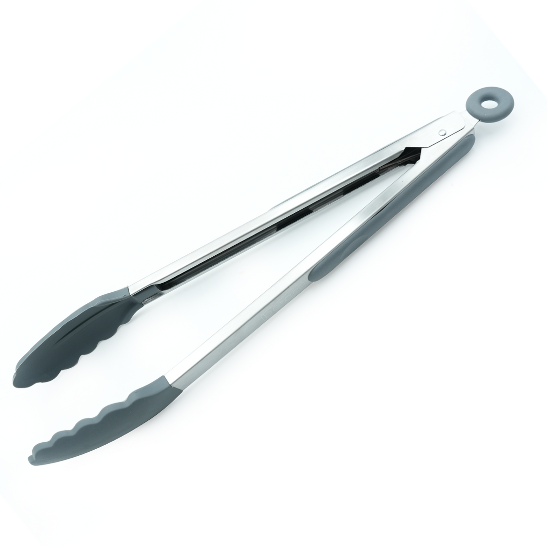 Beram 16-Piece Silicone Kitchen Set with Stainless Steel Handles Heat Resistant Non-Stick Safe BPA-Free Cooking Tools Spatulas Turner Spoon Tongs Whisk Ladle & More–Grey (16Pcs Set)