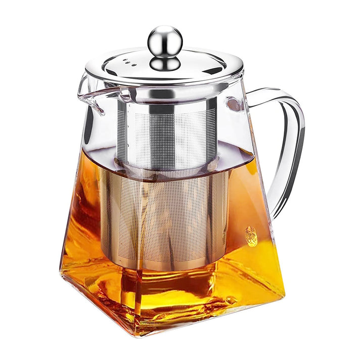 Square Base Glass Teapot with Infuser