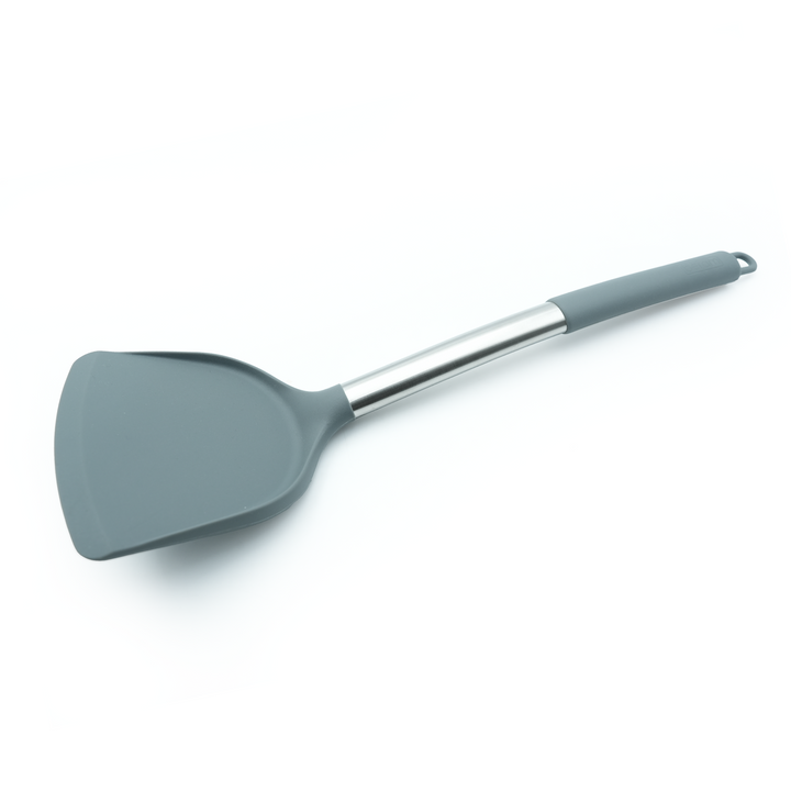 Beram 16-Piece Silicone Kitchen Set with Stainless Steel Handles Heat Resistant Non-Stick Safe BPA-Free Cooking Tools Spatulas Turner Spoon Tongs Whisk Ladle & More–Grey (16Pcs Set)