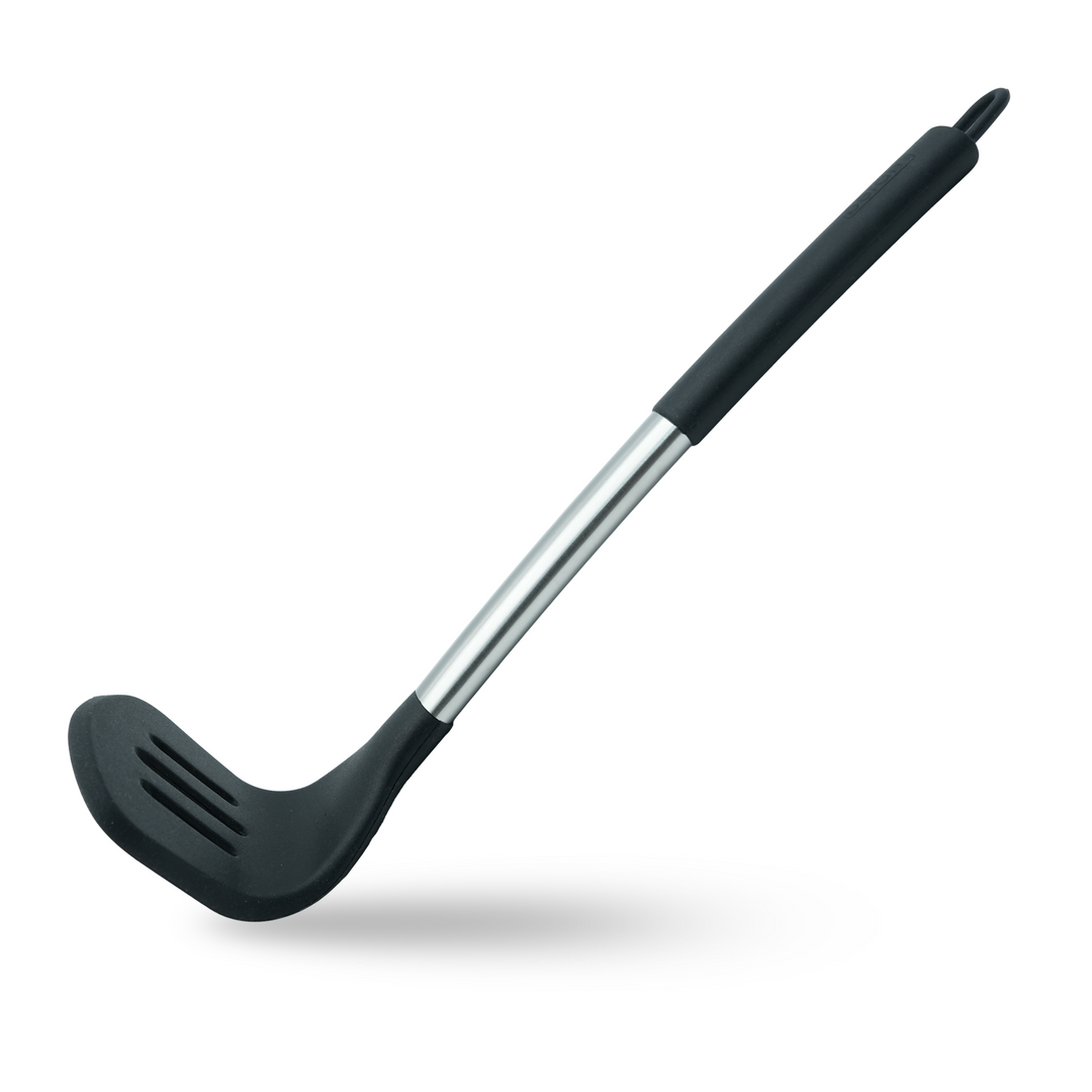 Beram 15Pcs Silicone Set with Stainless Steel Handles Heat Resistant Non-Stick Safe BPA Free Cooking Tools Spatulas, Turner, Spoon, Tongs Whisk Ladle & More–Black (15Pcs Set)