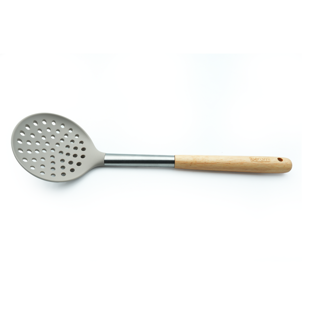 Beram 9Pcs Silicone Kitchen Utensil Set Heat-Resistant Cooking Tools with Stainless Steel & Wooden Handles BPA-Free, Non-Stick Safe for cooking baking & more.(BEIGE) (Set of 9)