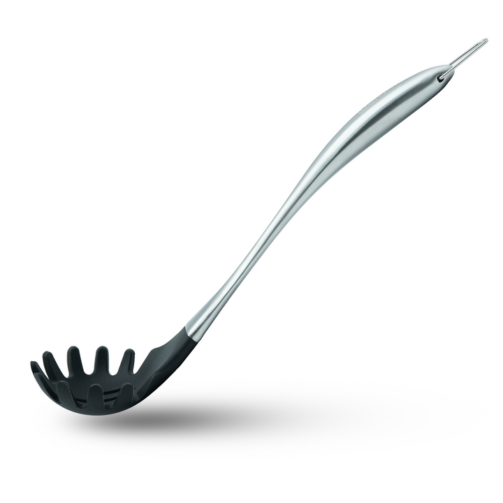 Beram 6 Pcs Black Silicon Spatula Set With Stainless Steel Curvy Handles & Stand Heat Resistant,Shovel,Spoon,Skimmer,Slotted Turner,Soup Ladle and Pasta Server