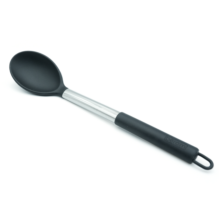 Beram 15Pcs Silicone Set with Stainless Steel Handles Heat Resistant Non-Stick Safe BPA Free Cooking Tools Spatulas, Turner, Spoon, Tongs Whisk Ladle & More–Black (15Pcs Set)