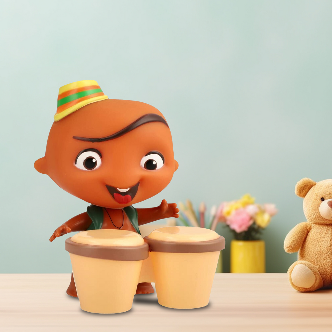 Toy Plus Mini Beat Power Rockers Rolling Rocker Carlos with Bongos – Musical Baby Drummer Collectible Figure with Percussion Accessories – Latin-Inspired Design – Ages 3+ – Posable Arms, Bold Colors, and Rhythm-Filled Play Fun