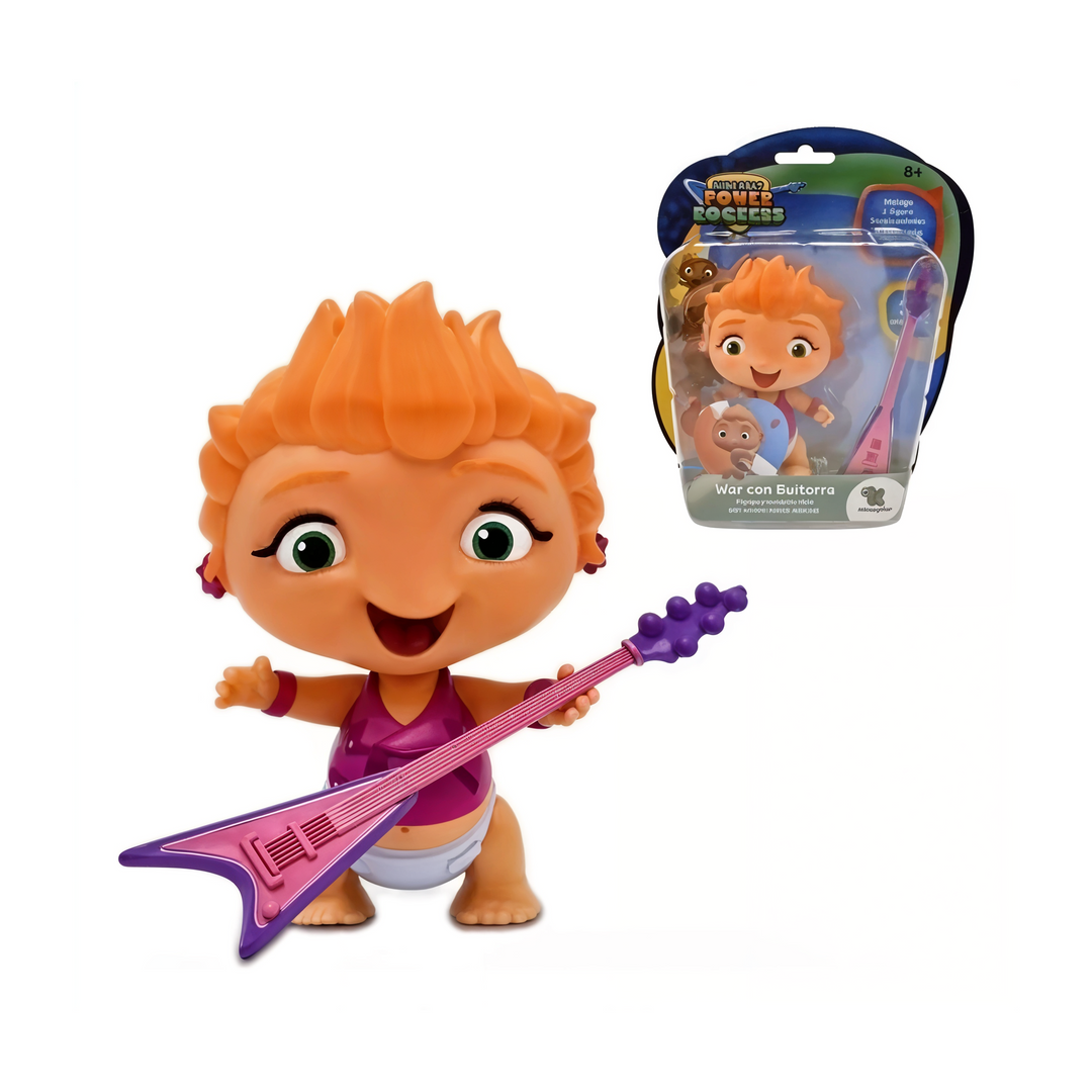 Toy Plus Mini Beat Power Rockers Wat con Guitarra – Articulated Action Figure with Musical Instrument – Discovery Kids Collectible Toy for Children Ages 3+ – Includes Wat Character & Guitar Accessory – Based on Popular Animated Series