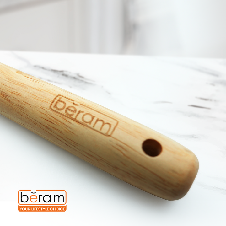 Beram 9Pcs Silicone Kitchen Utensil Set Heat-Resistant Cooking Tools with Stainless Steel & Wooden Handles BPA-Free, Non-Stick Safe for cooking baking & more.(BEIGE) (Set of 9)