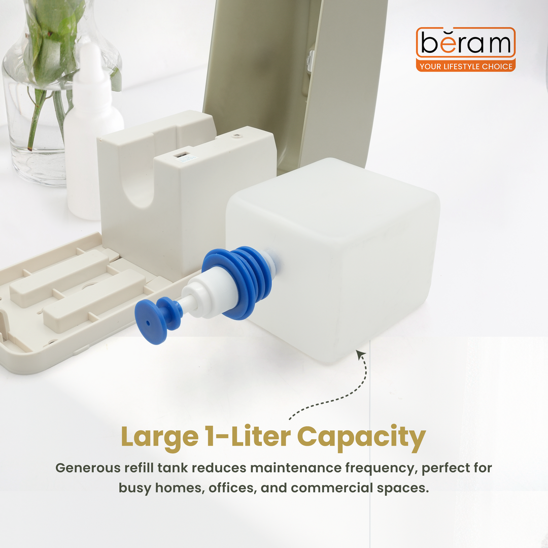 Beram 1000ML Automatic Soap Dispenser Wall Mounted Touchless Hand Sanitizer & Liquid Soap Dispenser Battery Operated Refillable Commercial Dispenser for Bathroom Kitchen Office