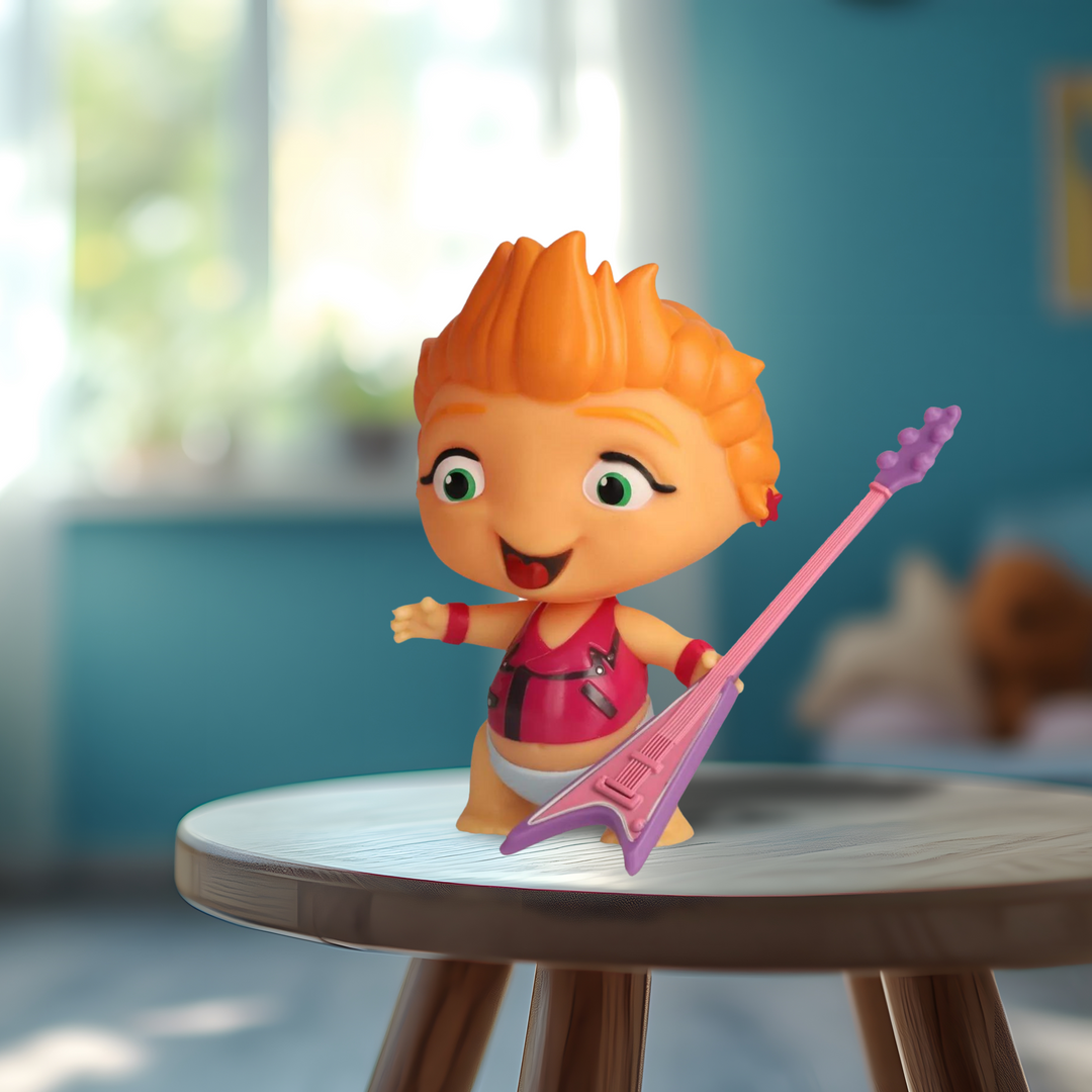 Toy Plus Mini Beat Power Rockers Wat con Guitarra – Articulated Action Figure with Musical Instrument – Discovery Kids Collectible Toy for Children Ages 3+ – Includes Wat Character & Guitar Accessory – Based on Popular Animated Series