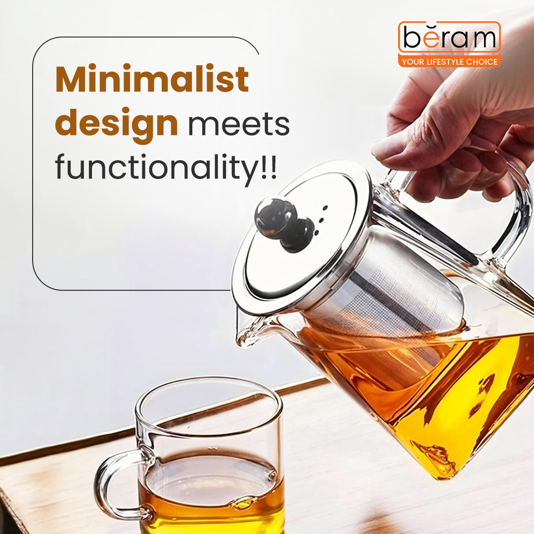 Square Base Glass Teapot with Infuser