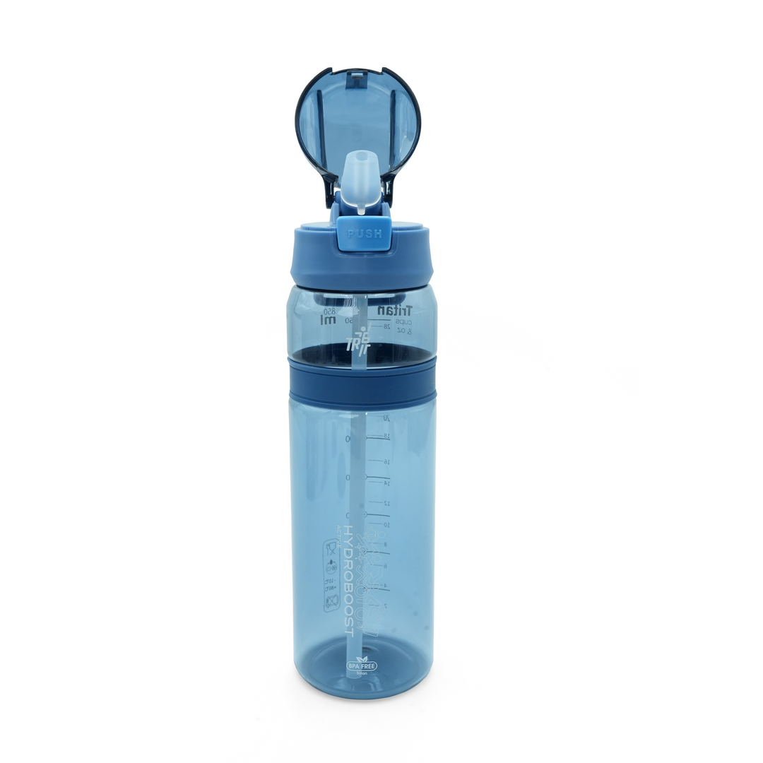 TR6 Hydro Boost Active  Water Bottle| Transparent Tritan |BPA- Free| Push-Lid with Straw | Leak-Proof, Lightweight, Shatter-Resistant