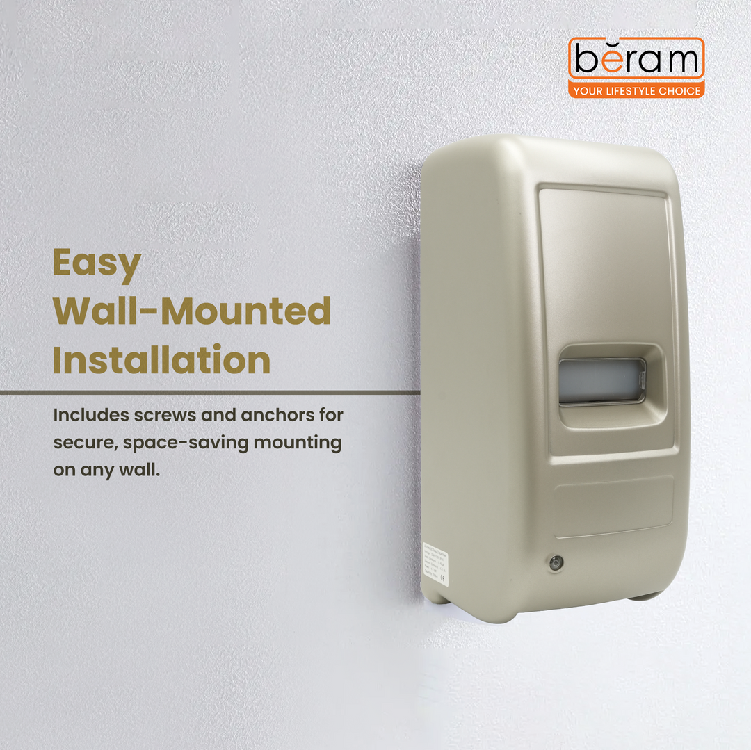 Beram 1000ML Automatic Soap Dispenser Wall Mounted Touchless Hand Sanitizer & Liquid Soap Dispenser Battery Operated Refillable Commercial Dispenser for Bathroom Kitchen Office