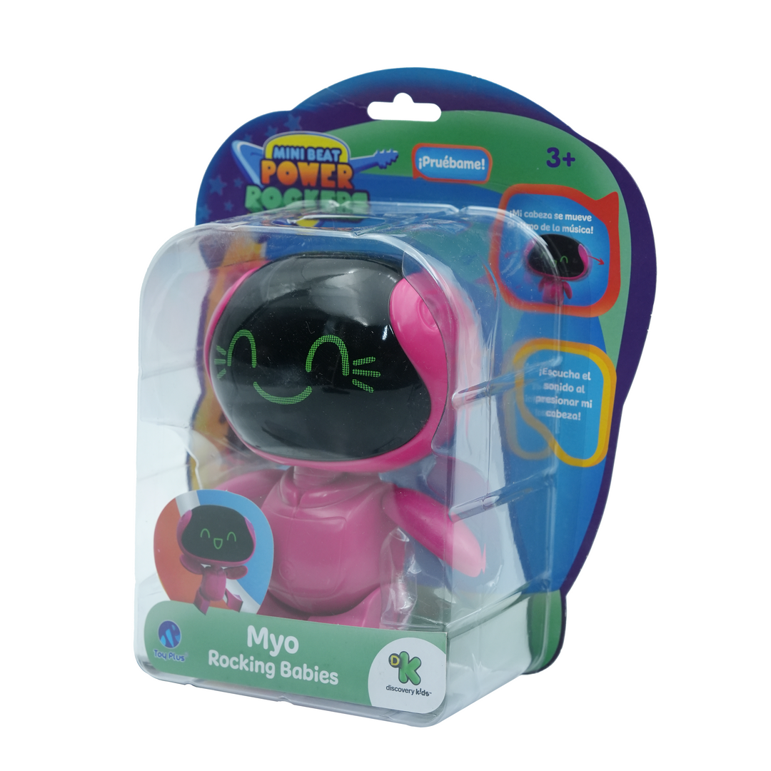 Toy Plus Mini Beat Power Rockers Myo Rocking Babies – Sound & Head Movement Action Figure – Official Discovery Kids Toy – Interactive Baby Robot Character with Light-Up Face – Collectible Gift for Kids Ages 3+ – Batteries Included – Try Me Feature