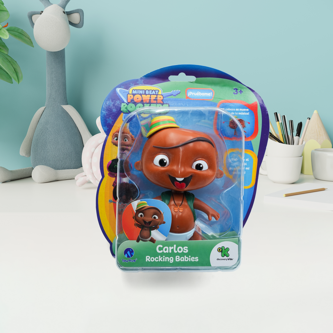 Toy Plus Mini Beat Power Rockers Carlos Rocking Babies – Musical Action Baby Doll with Sound and Head Movement – Official Discovery Kids Collectible – Latin Drummer Character Figure – For Ages 3+ – Bright Colors, Interactive Fun & Rhythm Play Toy