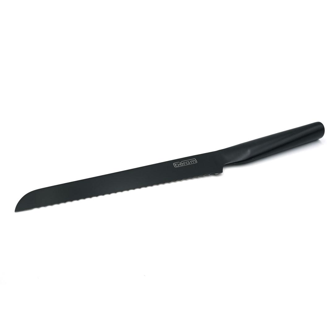 BERAM 8 Inch Bread Knife Black Oxide Coated 3CR13 Stainless Steel Blade with SS430 Handle Non-Stick Scratch-Resistant Serrated Knife for Everyday Bread Bagguettes Cake Slicing