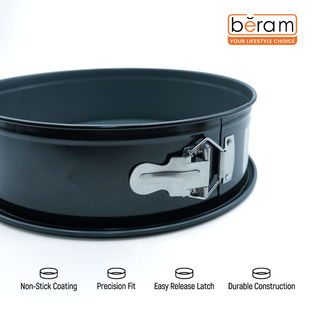 26.5cm Springform Cake Tin premium Special Non-Stick Coating Easy Release Spring Lock Leak Proof Edge Even Heat Distribution Round Steel Baking Pan Oven Safe up to 230°C