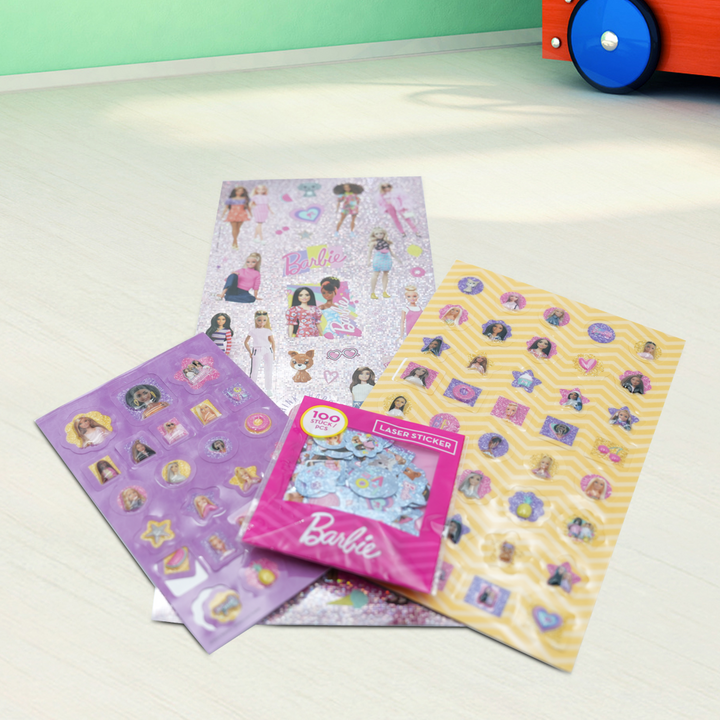 Barbie Super Sticker Set – Over 500 Reusable Stickers with Dolls, Fashion Outfits & Accessories | Includes 100+ Laser Stickers | Creative Dress-Up Activity for Girls Ages 3+ | Official Mattel Barbie Craft Kit
