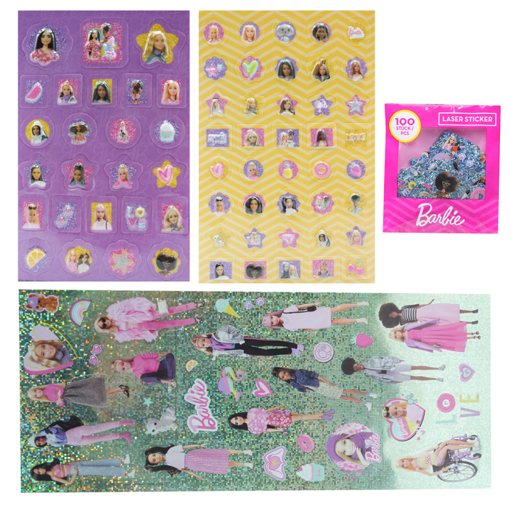 Barbie Super Sticker Set – Over 500 Reusable Stickers with Dolls, Fashion Outfits & Accessories | Includes 100+ Laser Stickers | Creative Dress-Up Activity for Girls Ages 3+ | Official Mattel Barbie Craft Kit